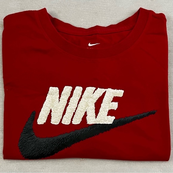 Nike Other - Nike Big Swoosh Athletic Cut Men’s Red Graphic T-Shirt XL White Black Logo